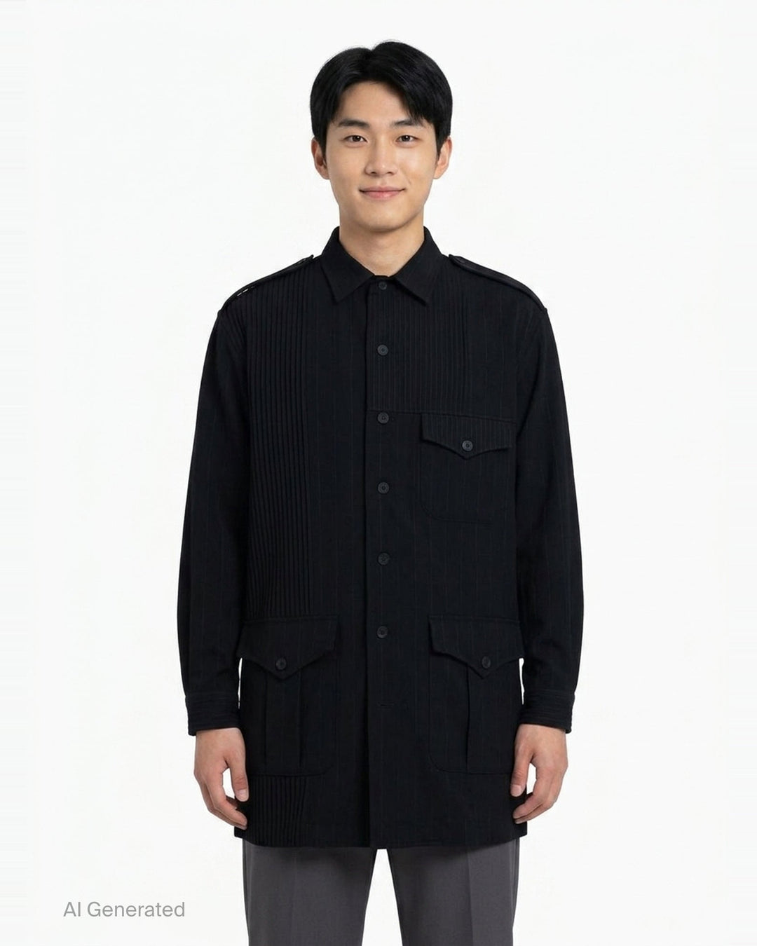 Open Collar Long Sleeve Blouse | Yohji Yamamoto | Club21 - front