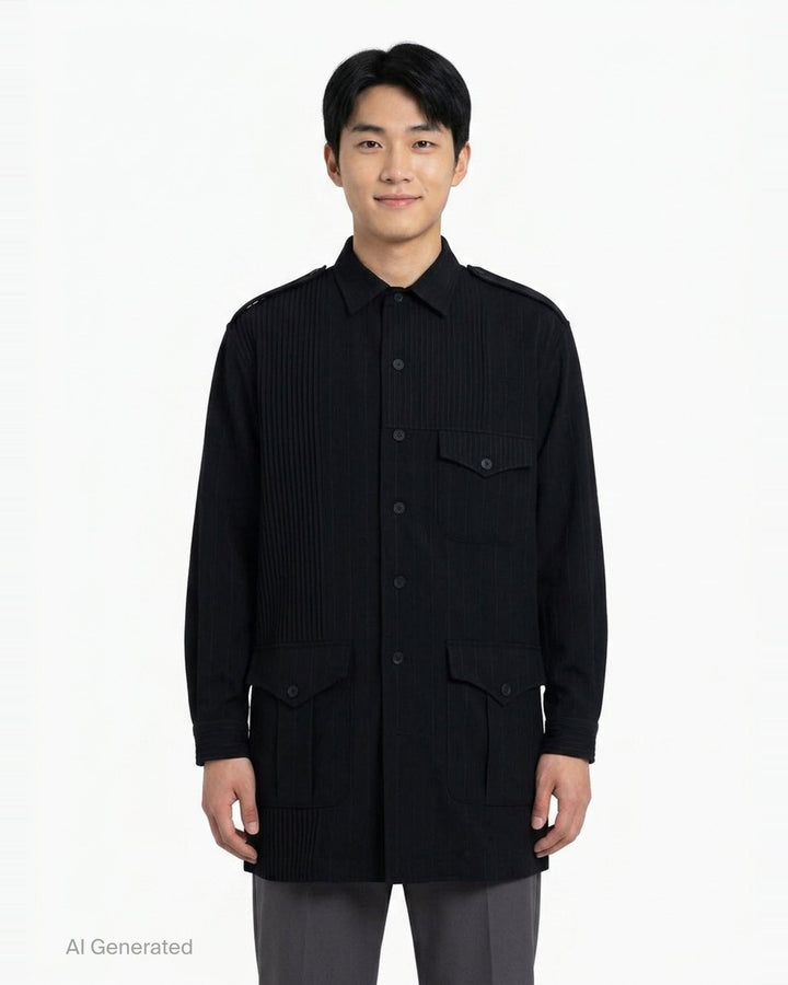 Open Collar Long Sleeve Blouse | Yohji Yamamoto | Club21 - front