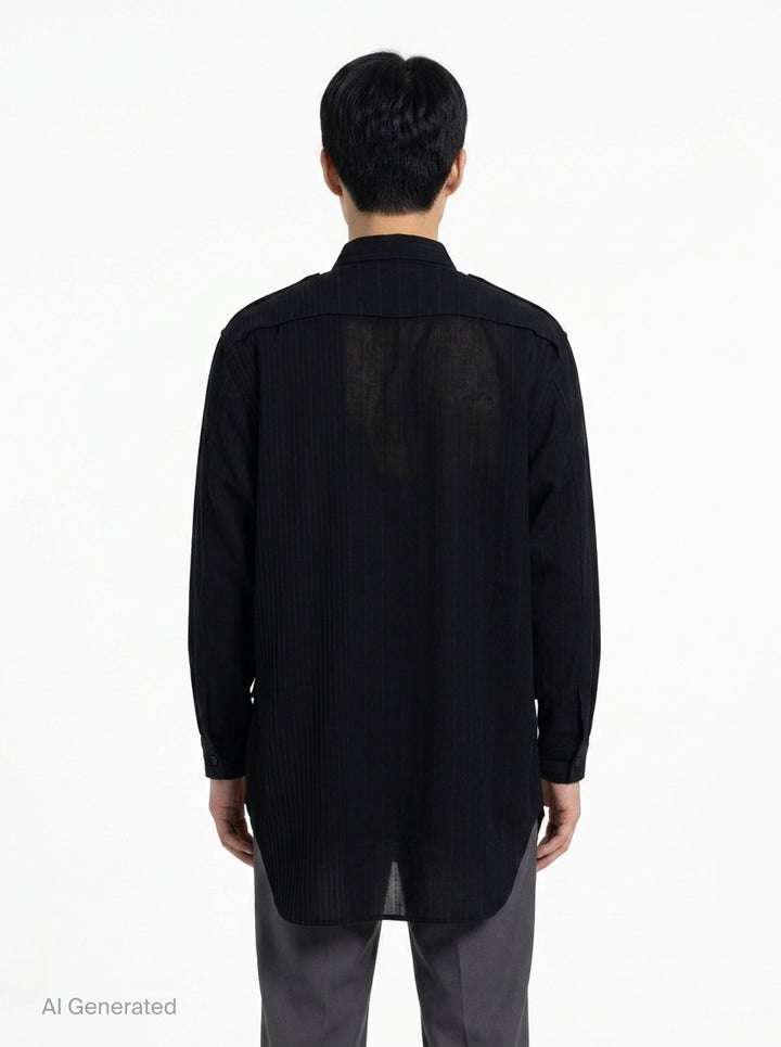 Open Collar Long Sleeve Blouse | Yohji Yamamoto | Club21 - back