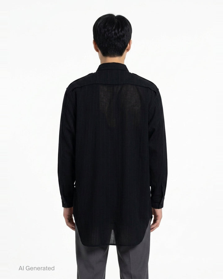 Open Collar Long Sleeve Blouse | Yohji Yamamoto | Club21 - back