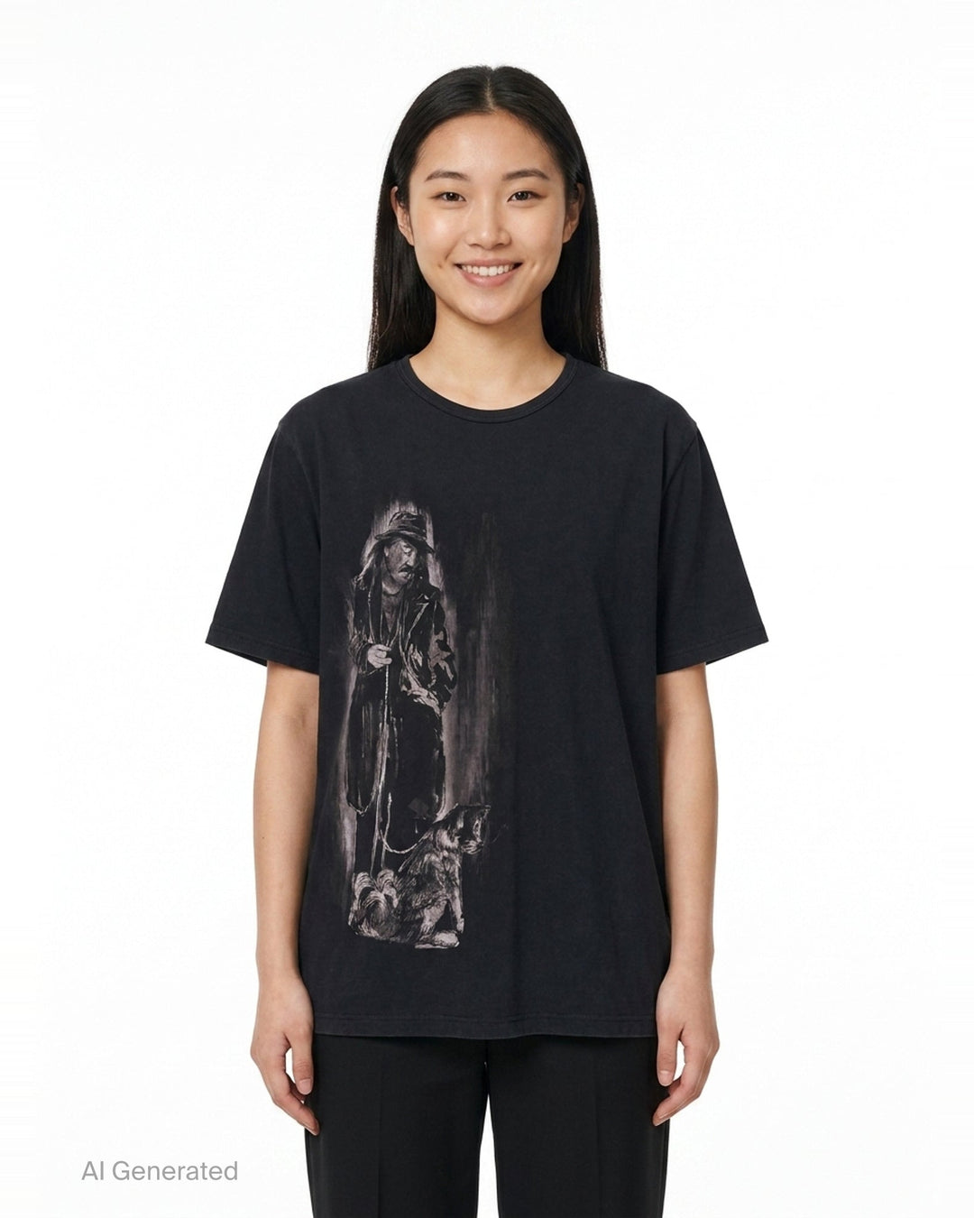 Painted Figure Short Sleeve Tee | Yohji Yamamoto | Club21 - front