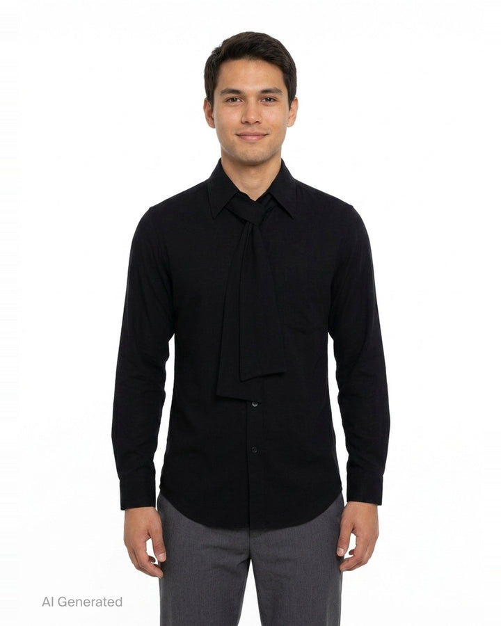 Scarf Collar Long Sleeve Blouse | Yohji Yamamoto | Club21 - front