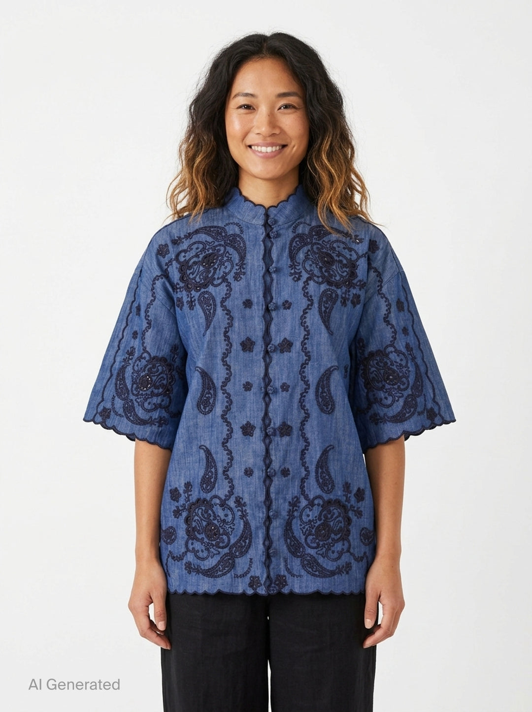 Aster Embroidered Denim Shirt | Zimmermann | Club21 - front