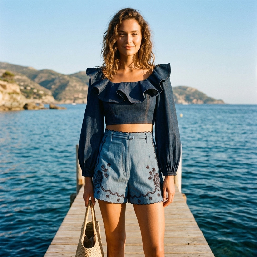 Aster Embroidered Denim Shorts | Zimmermann | Club21 - lifestyle