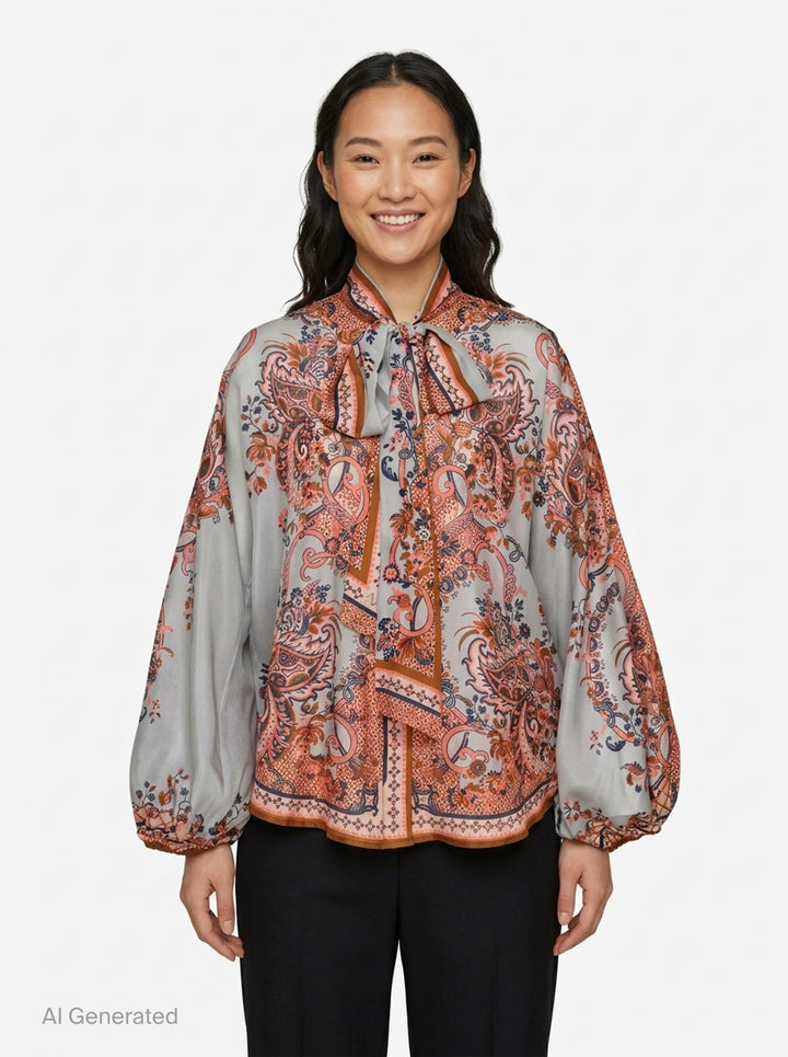 Aster Tie Neck Blouse | Zimmermann | Club21 - front