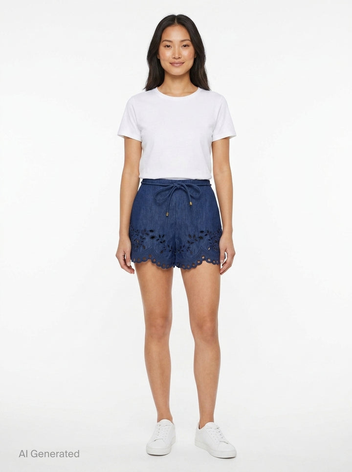 Mahon Broderie Denim Short | Zimmermann | Club21 - front