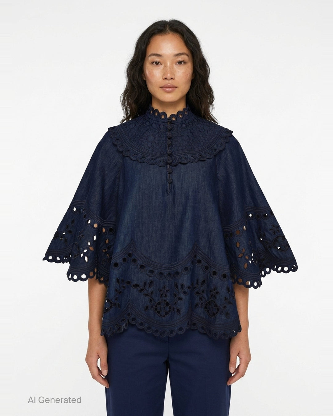 Mahon Broderie Denim Top | Zimmermann | Club21 - front