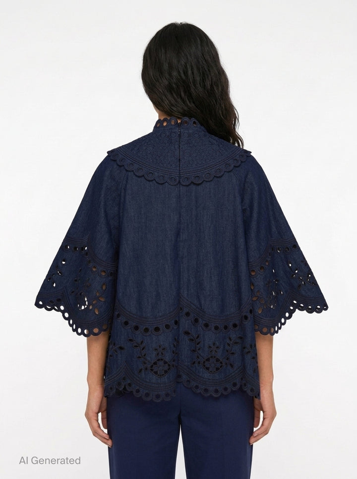 Mahon Broderie Denim Top | Zimmermann | Club21 - back