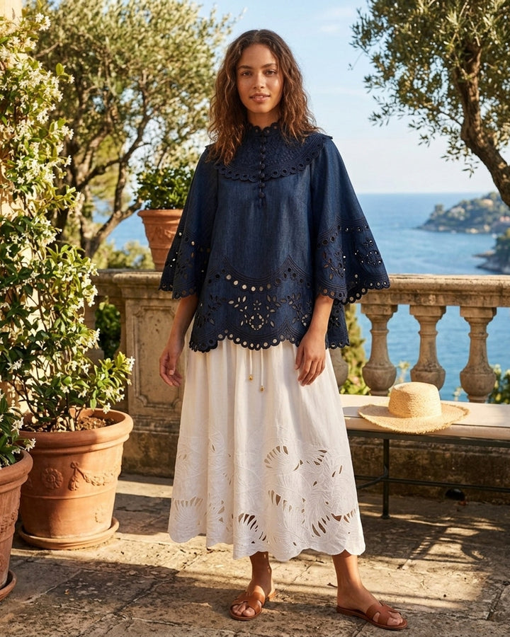 Mahon Broderie Denim Top | Zimmermann | Club21 - lifestyle