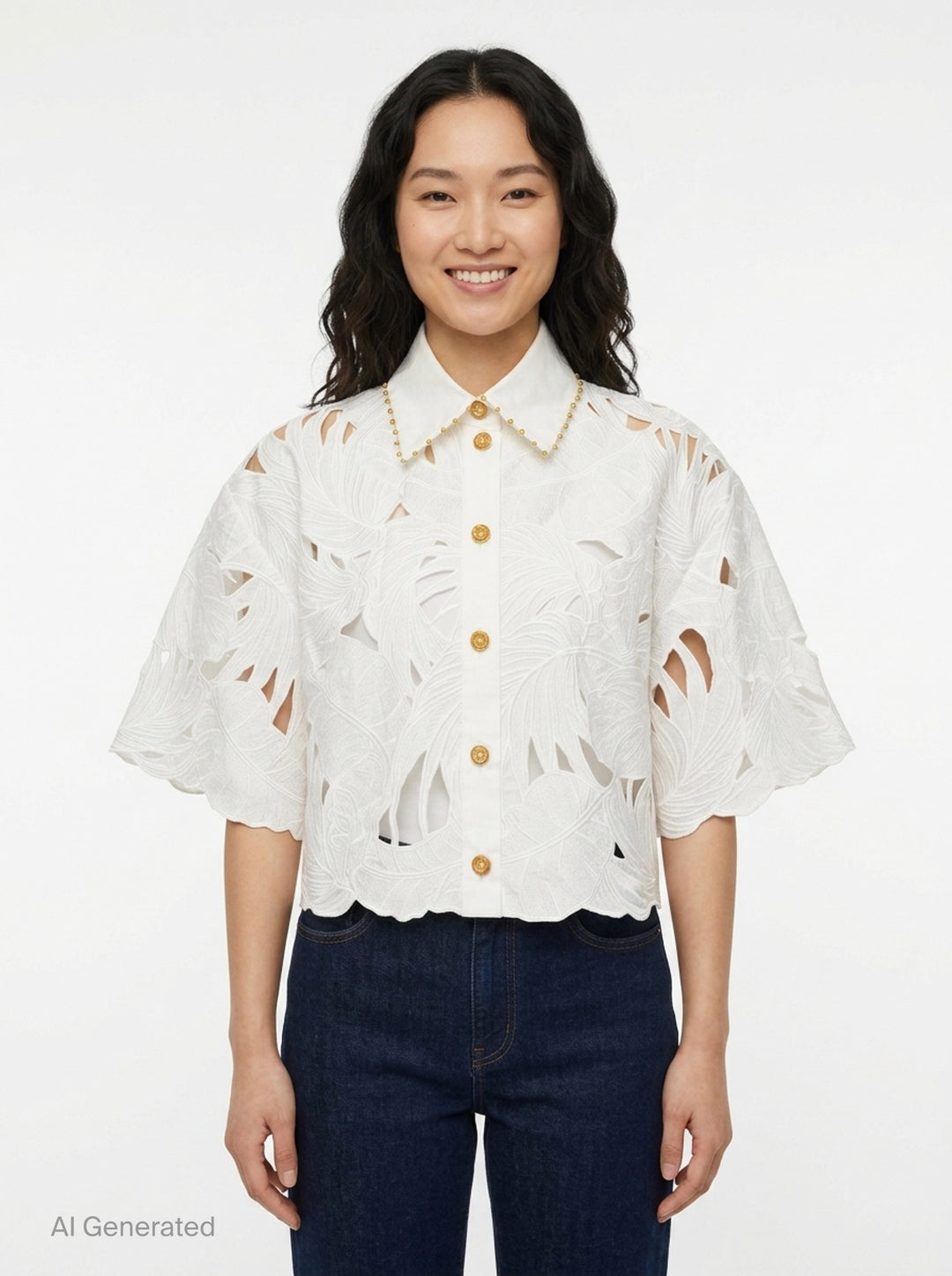Mahon Embroidered Crop Shirt | Zimmermann | Club21 - front