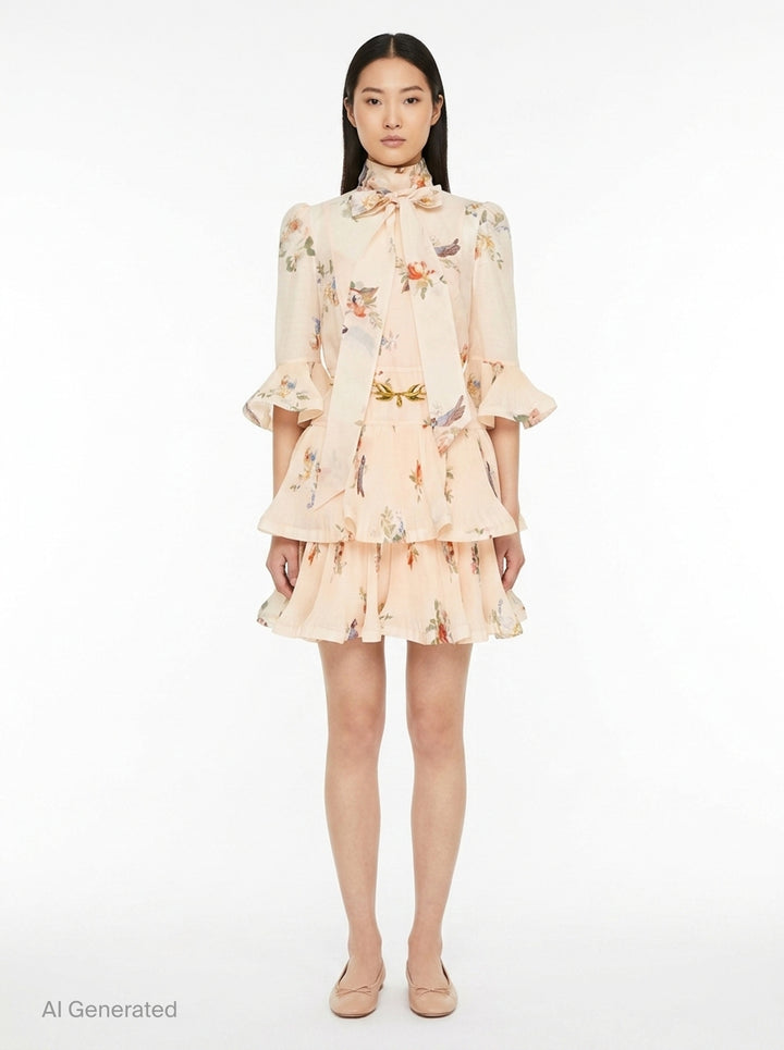 Pleated Floral Mini Dress | Zimmermann | Club21 - front
