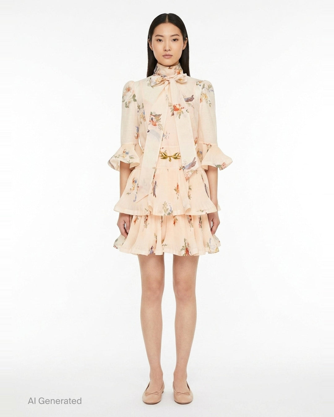 Pleated Floral Mini Dress | Zimmermann | Club21 - front
