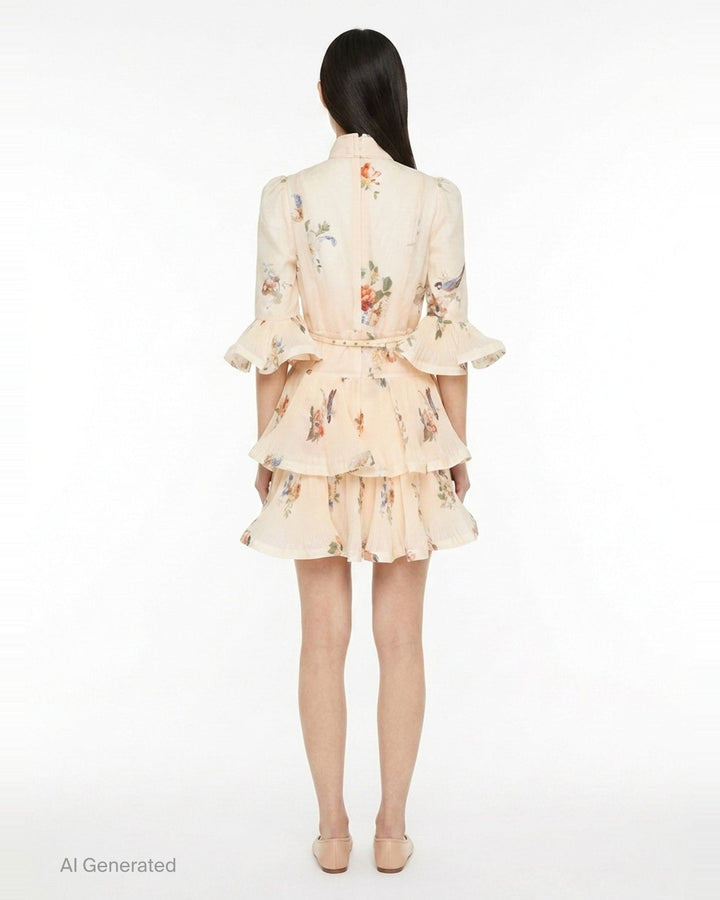 Pleated Floral Mini Dress | Zimmermann | Club21 - back