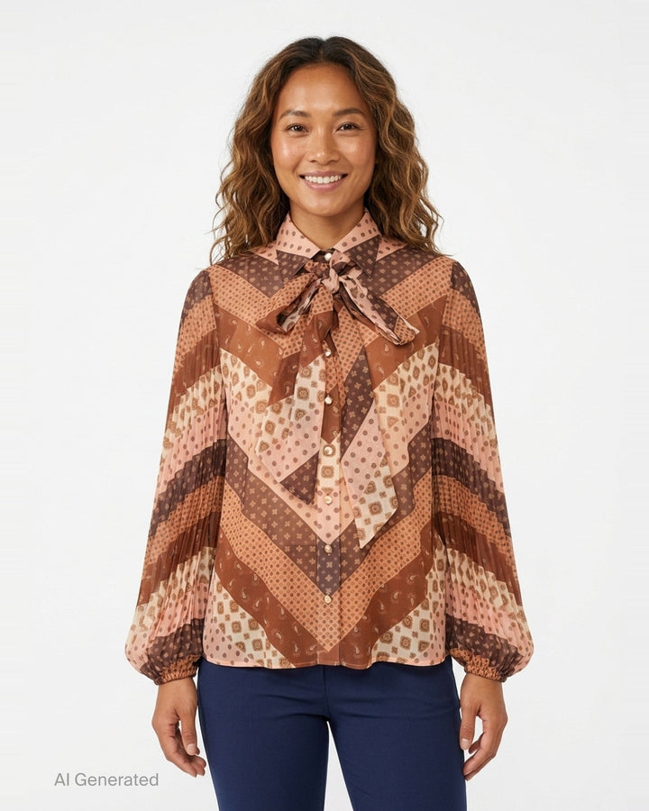 Sunray Printed Collar Blouse | Zimmermann | Club21 - front