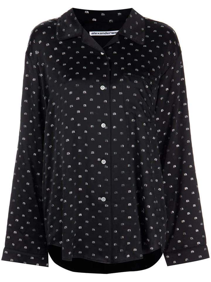 Hotfix Pajama Shirt In Silk Charmeuse