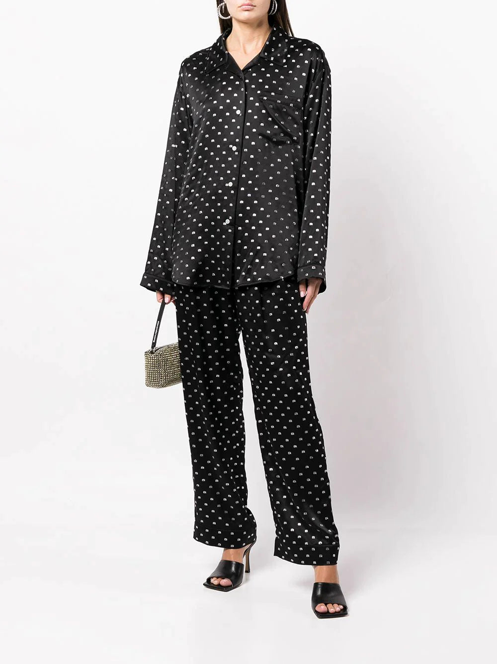 Hotfix Pajama Shirt In Silk Charmeuse