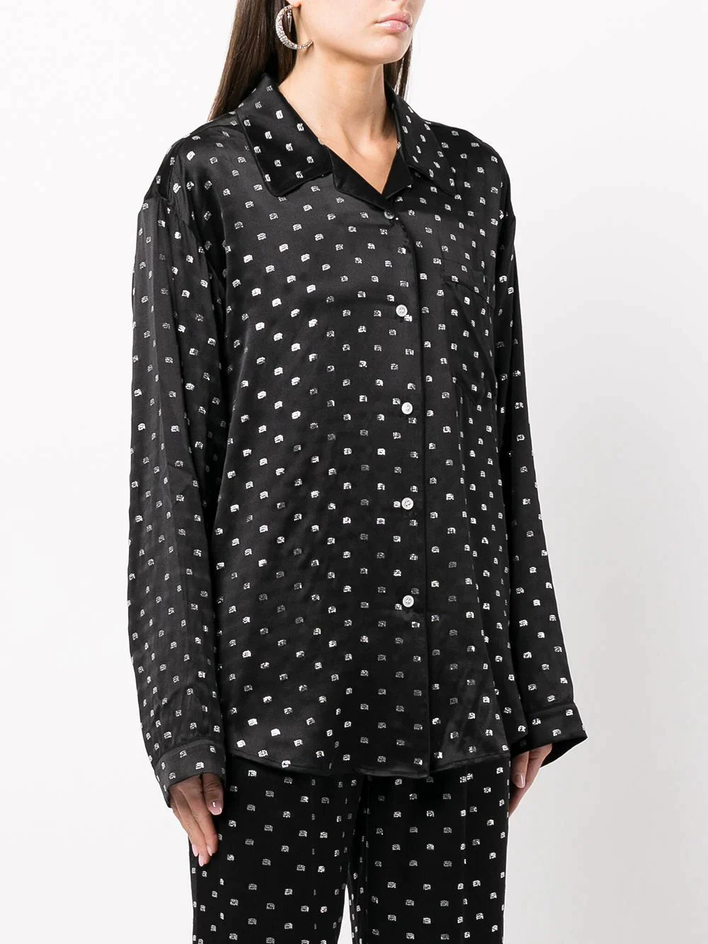 Hotfix Pajama Shirt In Silk Charmeuse