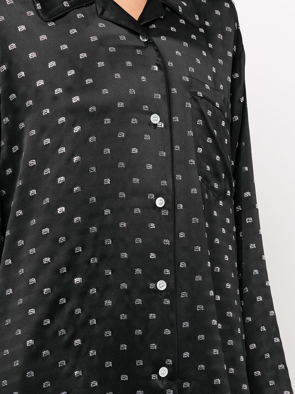 Hotfix Pajama Shirt In Silk Charmeuse