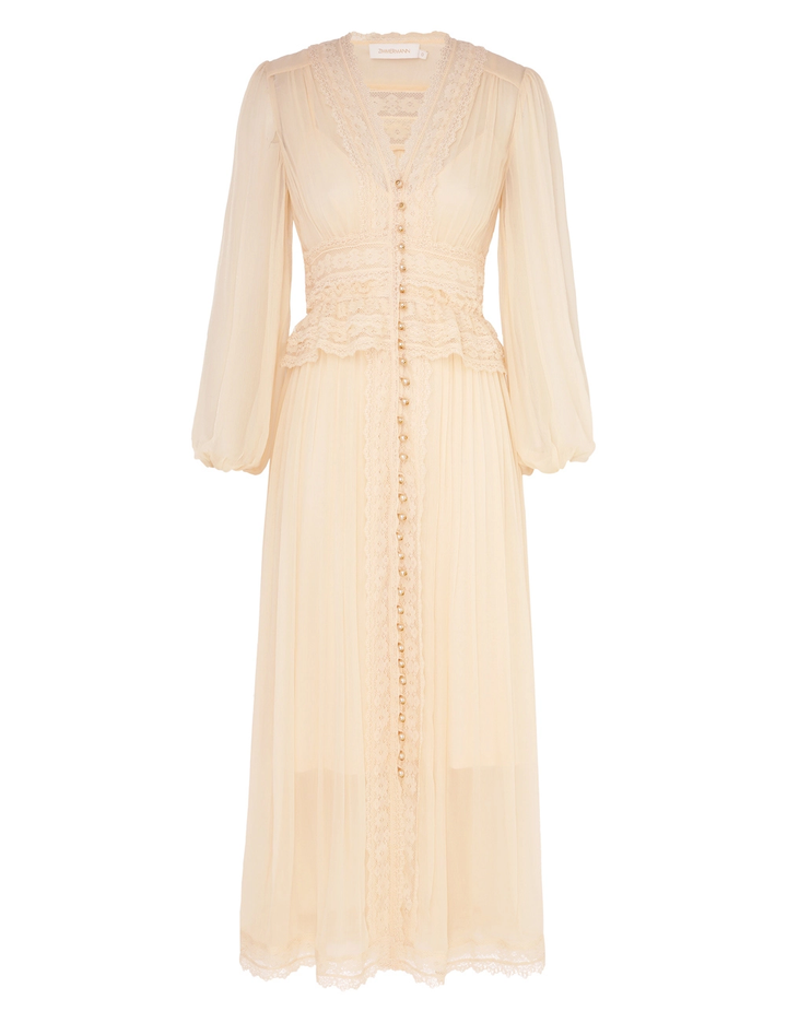 Natura V Neck Button Midi Dress