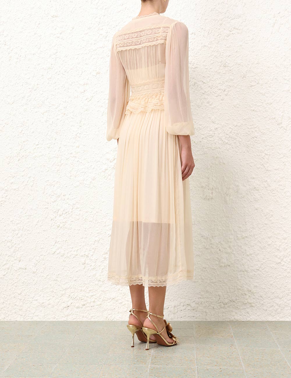 Natura V Neck Button Midi Dress