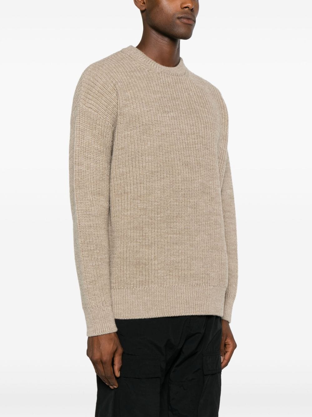 Wool And Fluffy Knit Crewneck Top