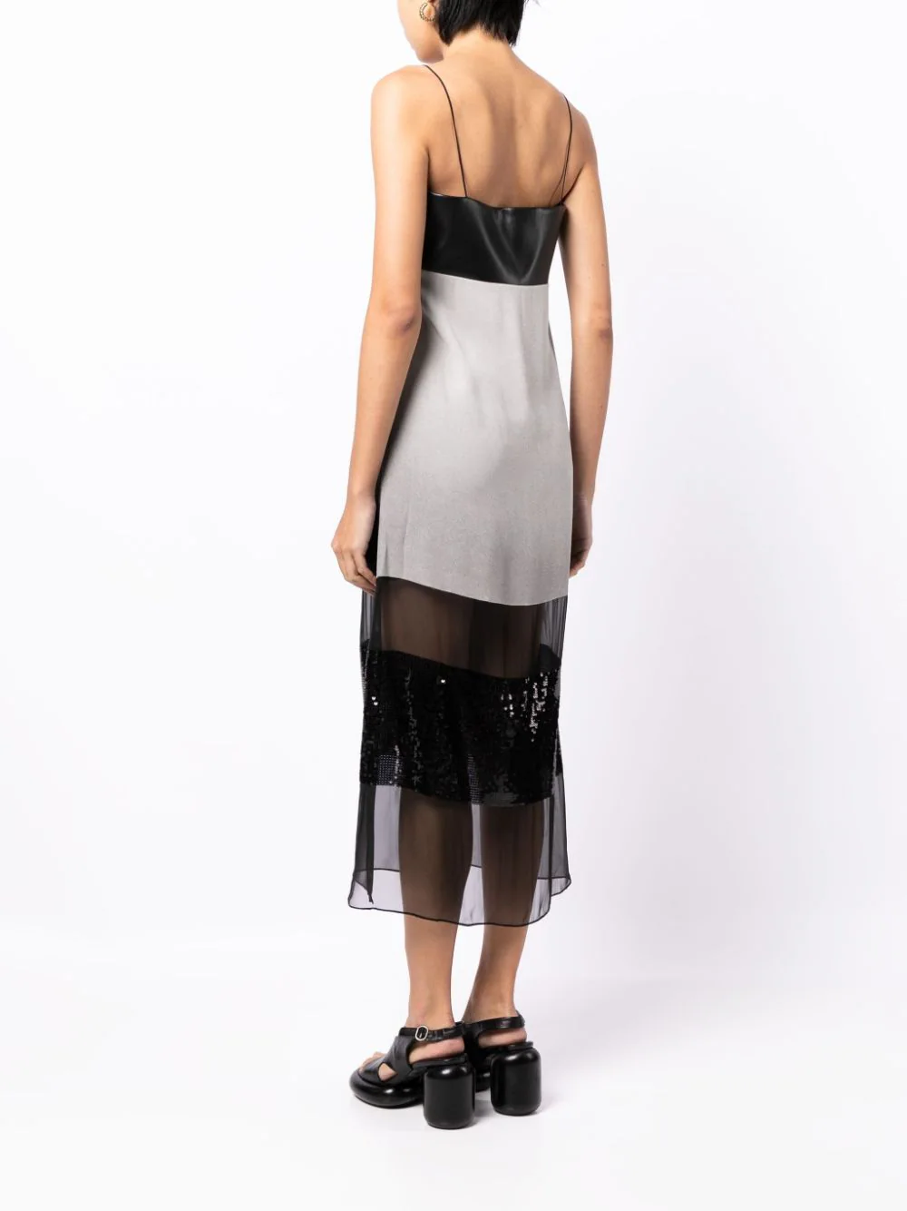 Photographic Print Sequin Slip Dress