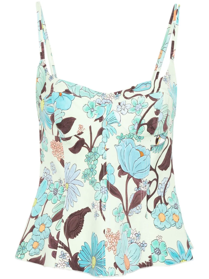 Garden Print Peplum Top