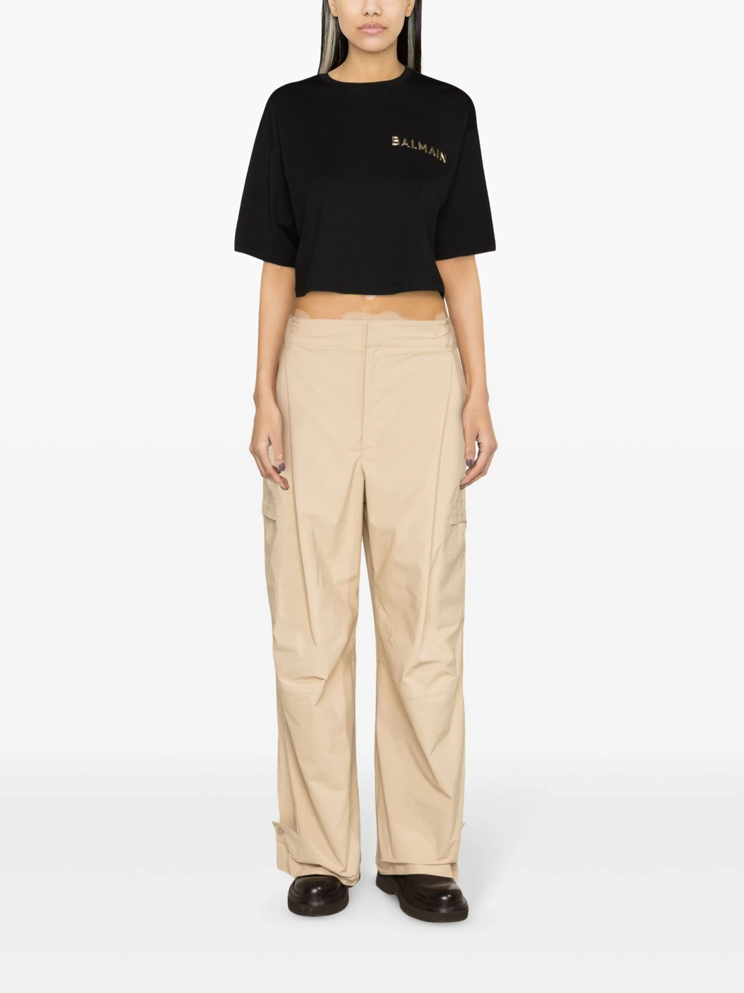 Balmain Laminated Cropped T-Shirt