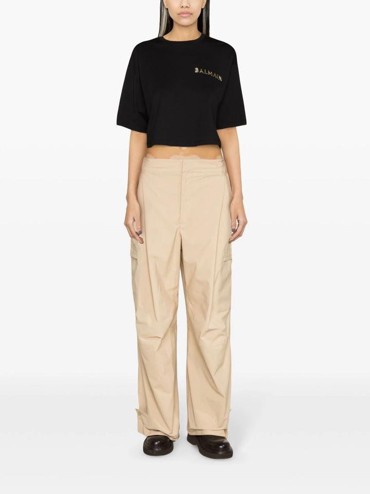 Balmain Laminated Cropped T-Shirt