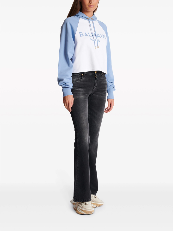 Balmain Print Raglan Cropped Sweatshirt