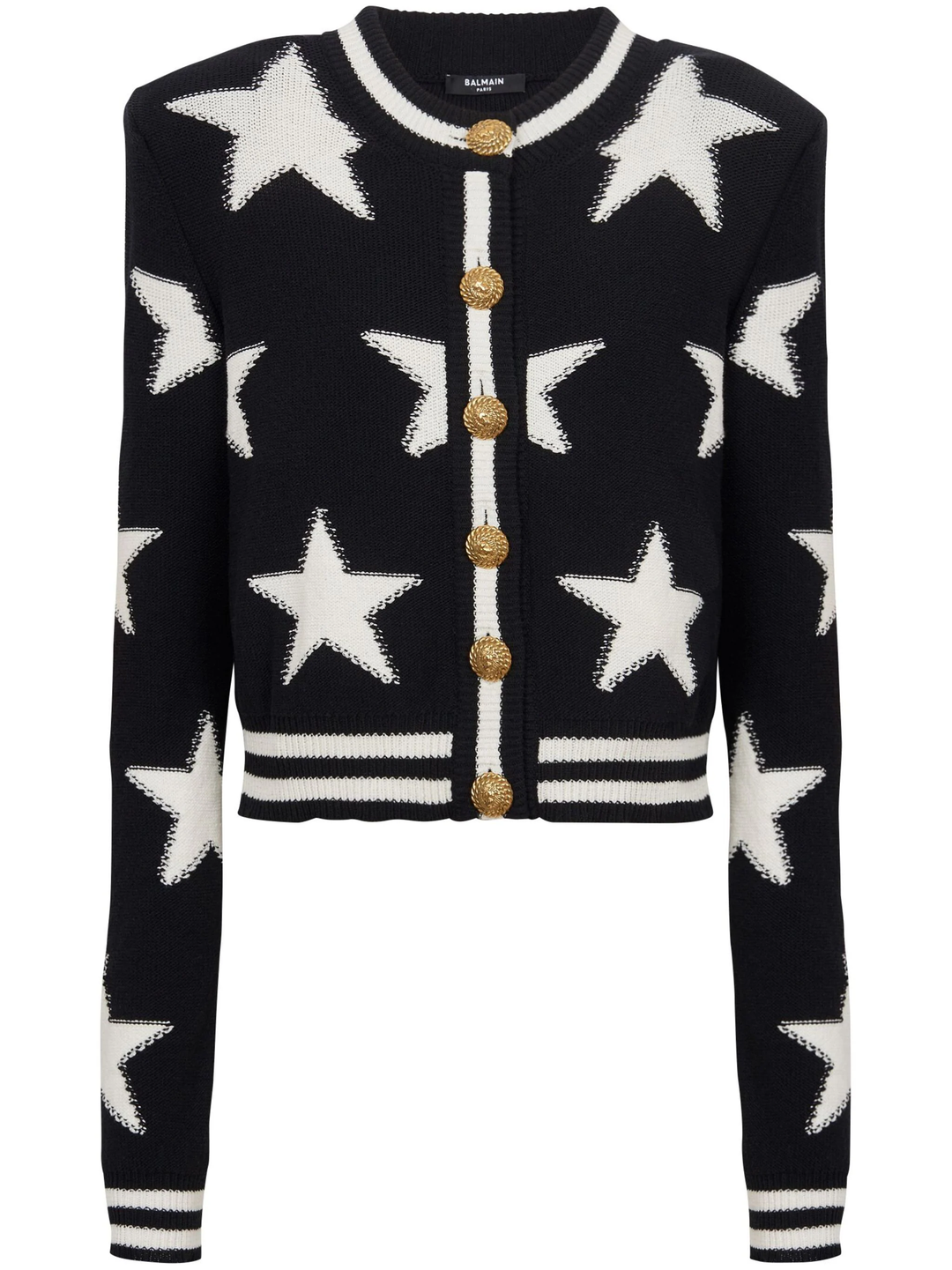 Buttonned Knit Stars Cropped Cardigan