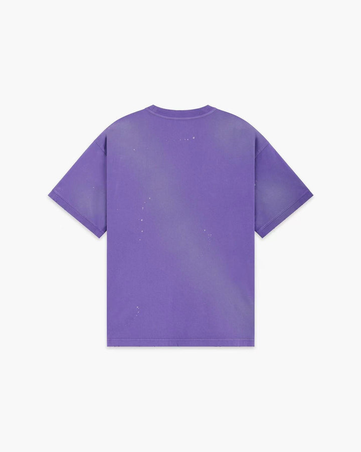 紫色羅紋細節短袖 T 卹