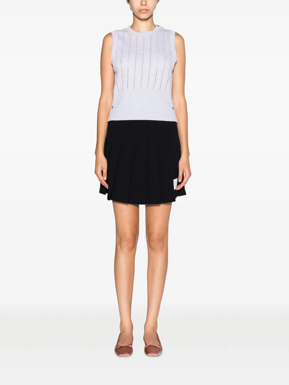 紐帶細節挑窿針織馬甲