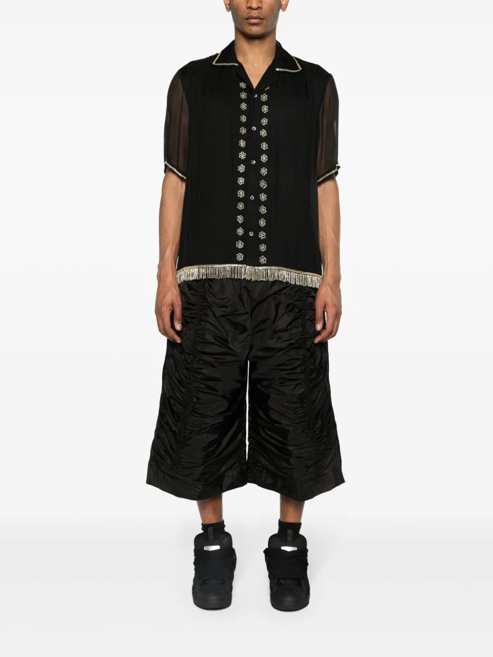 附褶皺襯墊拳擊短褲