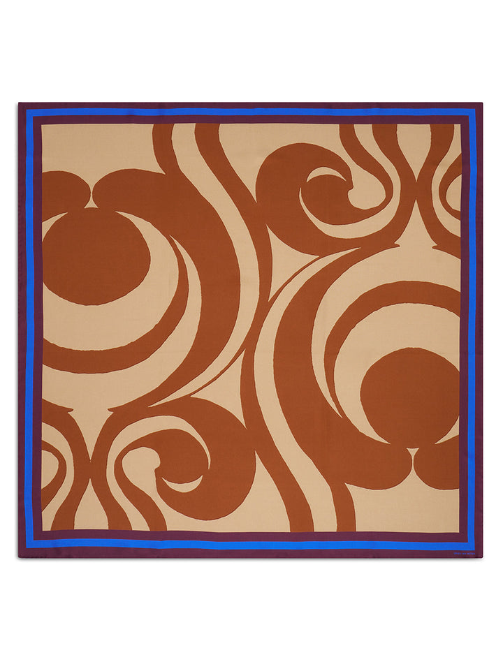 Silk Twill Swirl Pattern Scarf