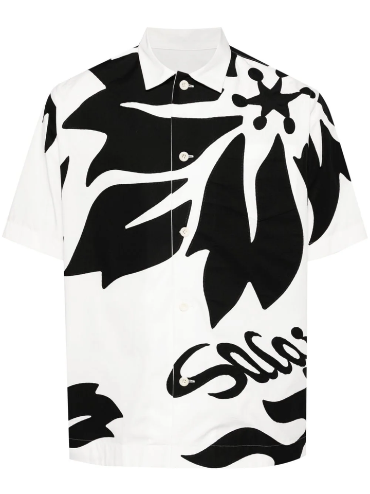 花卉刺繡貼布棉質襯衫