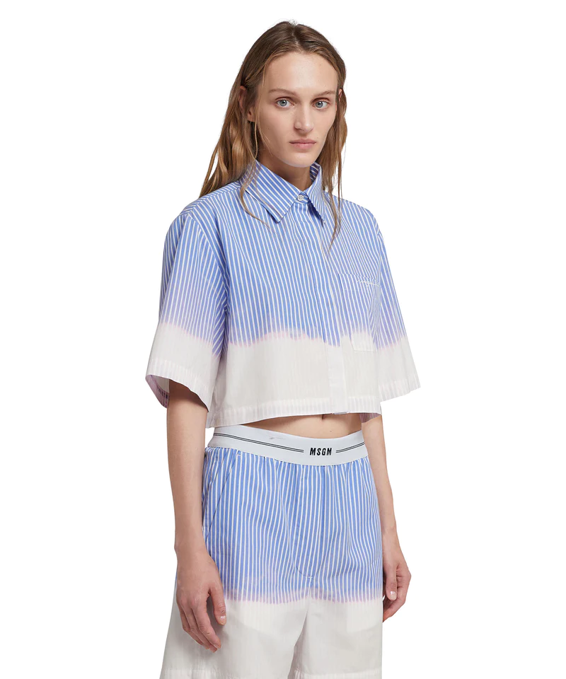 Dual Tone Cotton Cropped Shirt