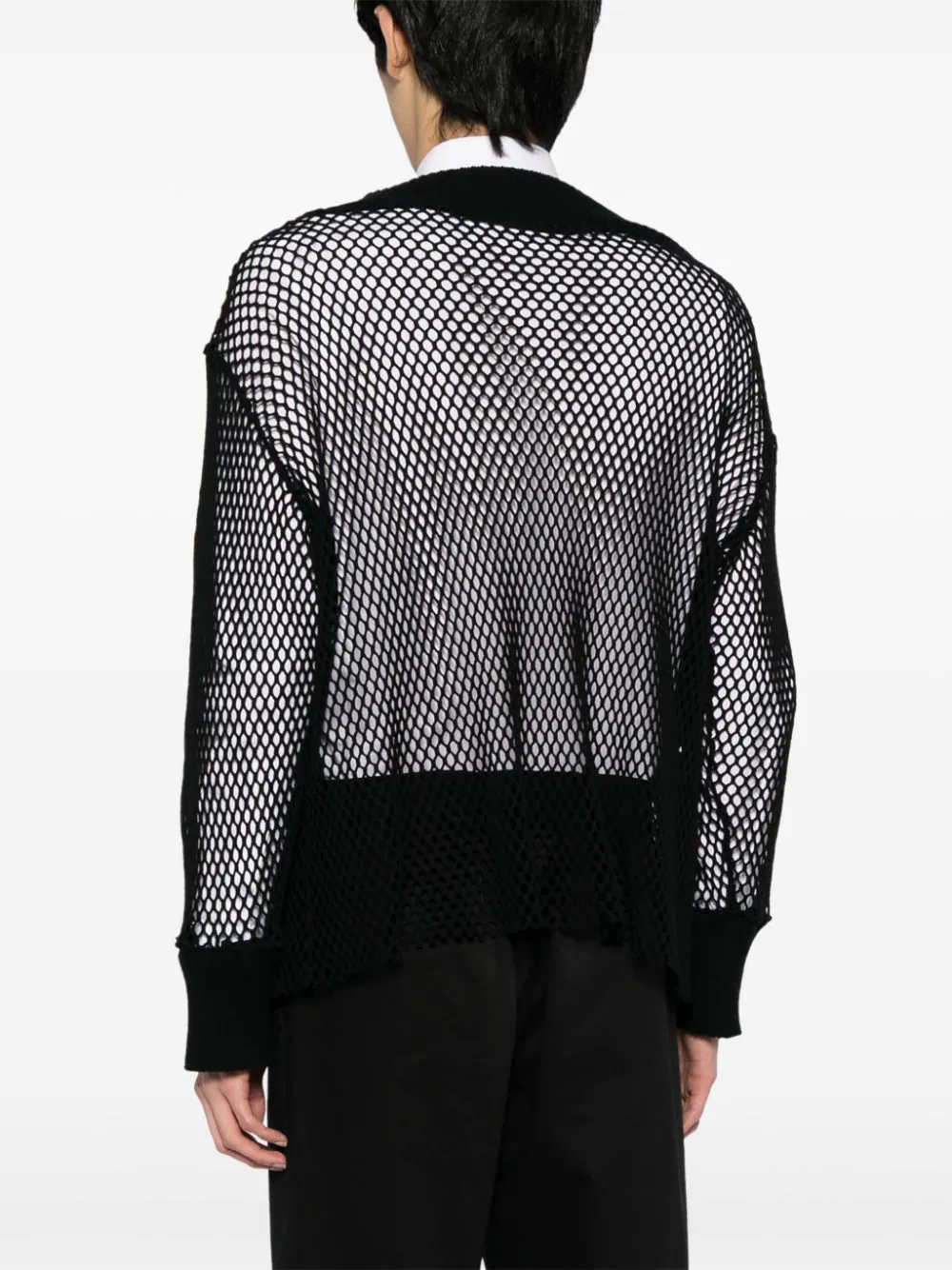 Black Mesh Knit Sweatshirt