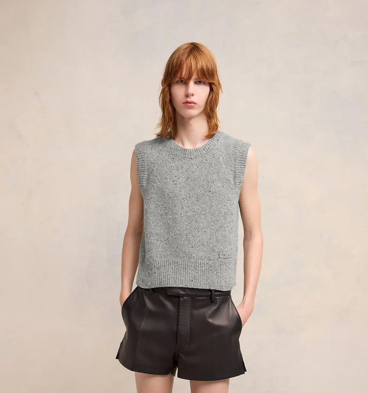 Ami Embroidery Sleeveless Sweater