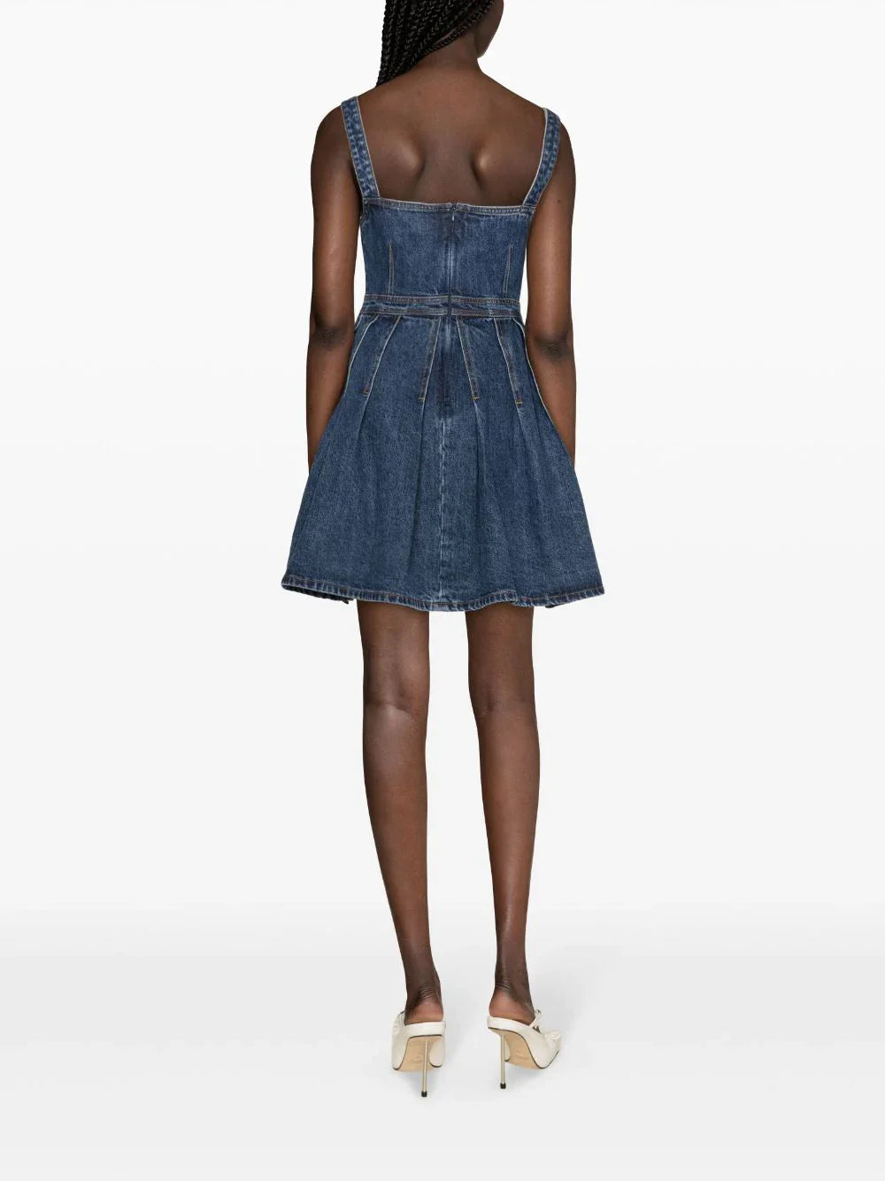 牛仔布綴飾迷你連身裙