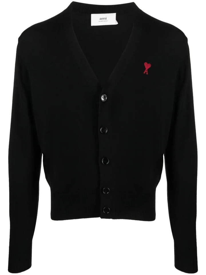 AMI-Paris-Cardigan-With-Adc-Black-1