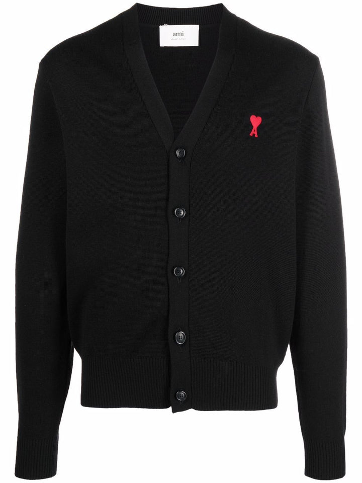 AMI Paris Extrafine Merino Cardigan Black 1