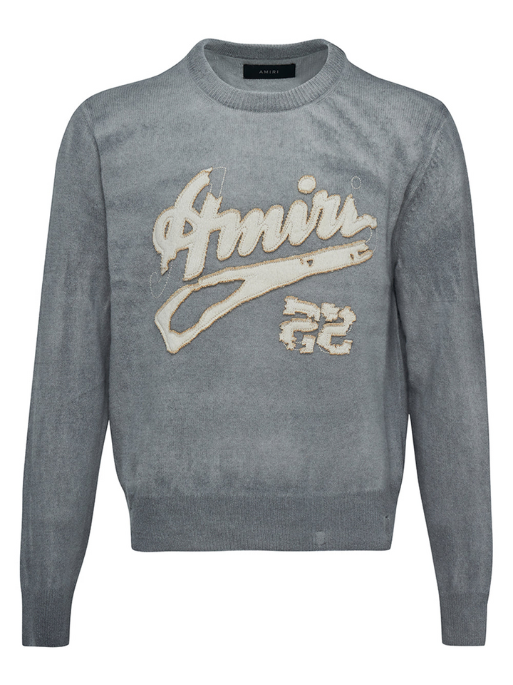 Amiri Spray Cashmere Crewneck Top Grey 1