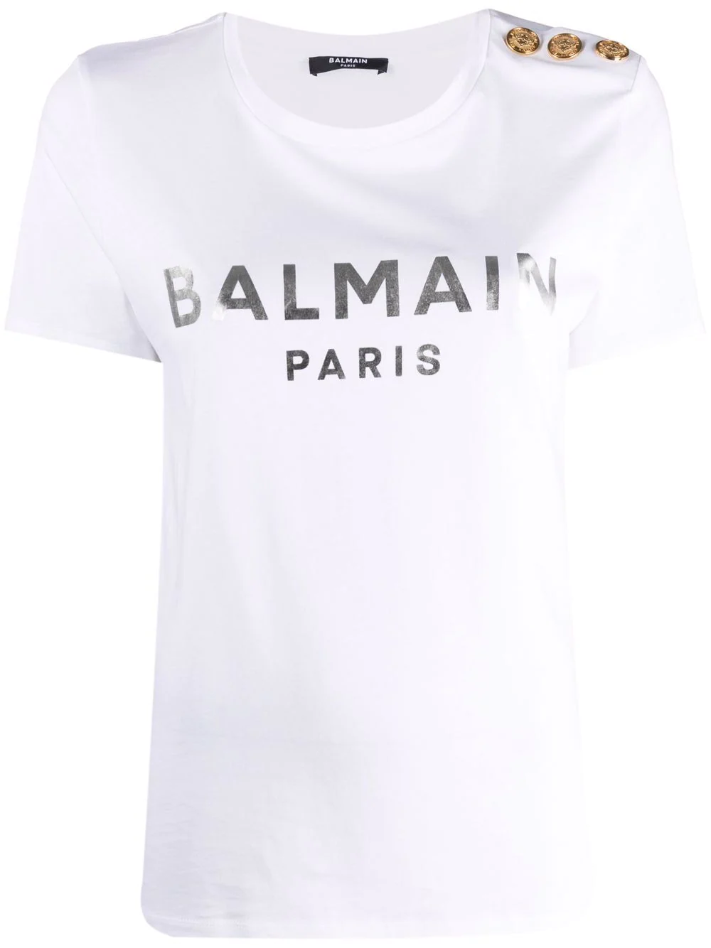 Balmain-Metallic-Buttons-T-Shirt-White-1