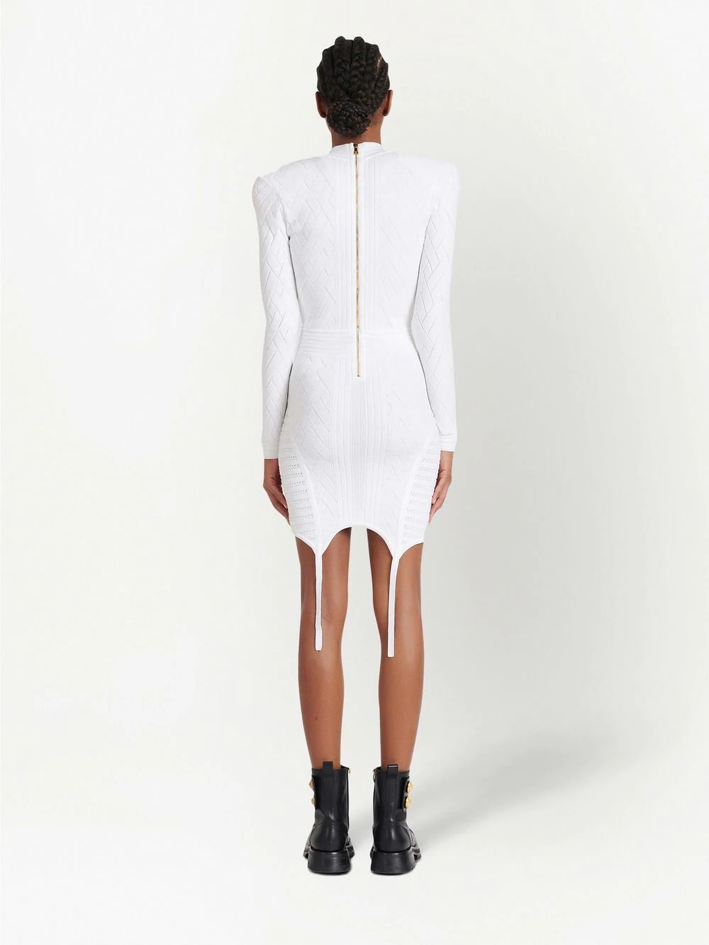 Balmain Laced Knit Gater Short Dress White 3