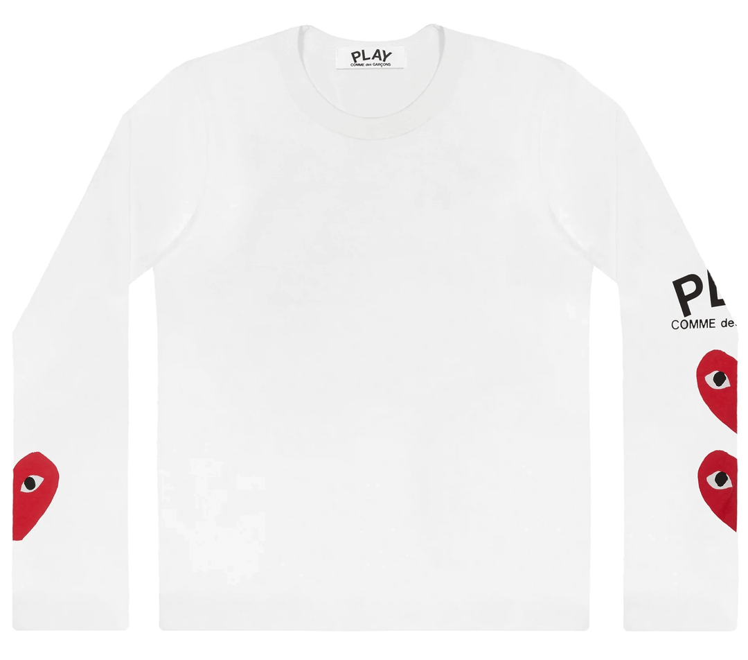 COMME des GARCONS PLAY 3 Hearts On Sleeve Tee Women White 1