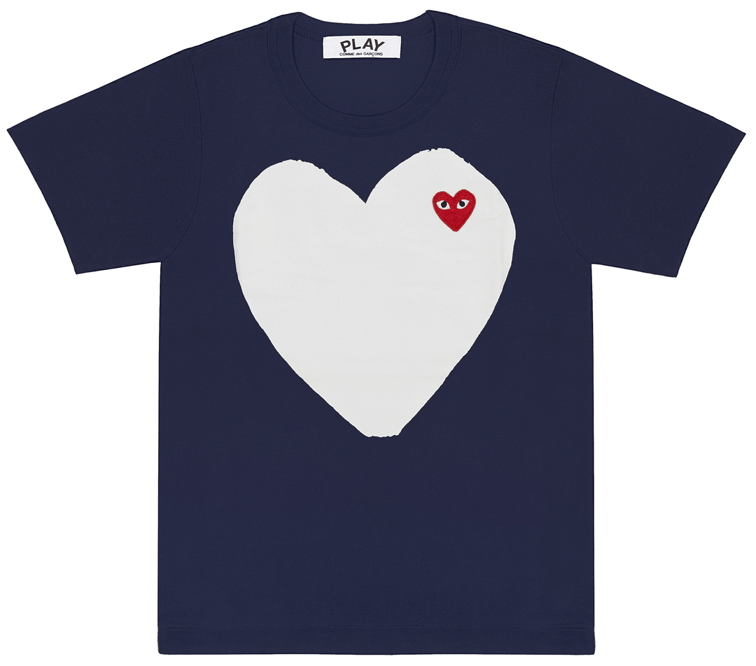 COMME des GARCONS PLAY Big Plain Heart With Red Emblem Tee Women Navy 1