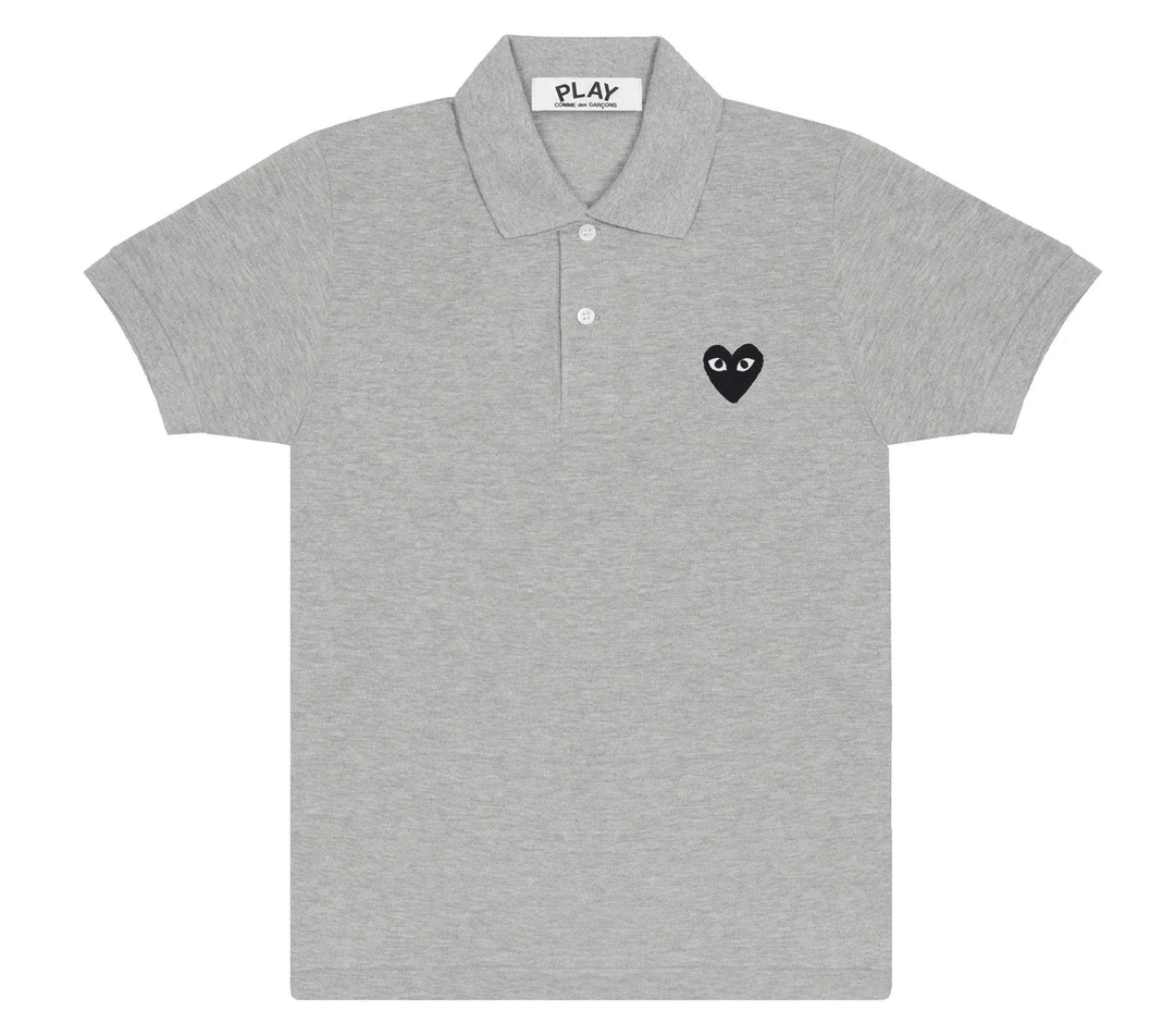 COMME-des-GARCONS-PLAY-Black-Emblem-Polo-T-Shirt-Women-Grey-1