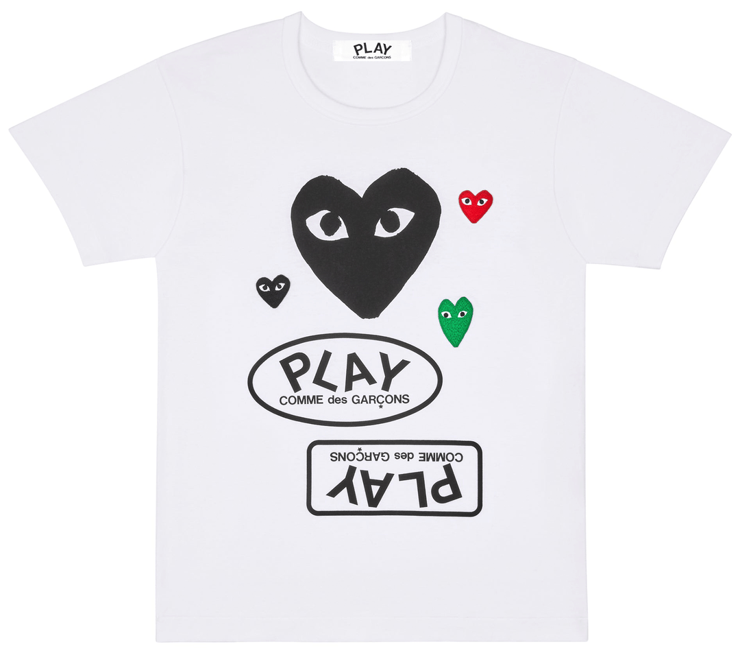 Comme des Garcons Play Black Heart With 3 Brother Emblem Tee Women White 1