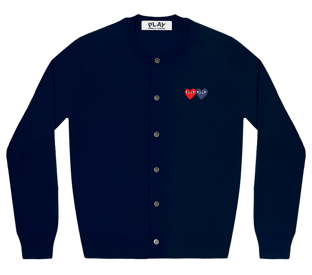 COMME-des-GARCONS-PLAY-Burgundy-With-Red-And-Blue-Heart-Cardigan-Women-Navy-1